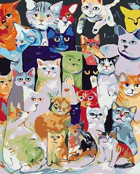 Group Of Cats Paint By Numbers.png