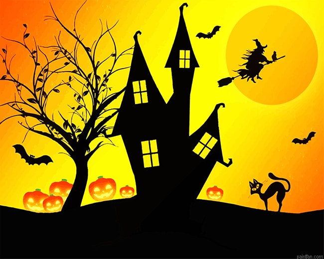Halloween House Silhouette New Paint By Numbers.png