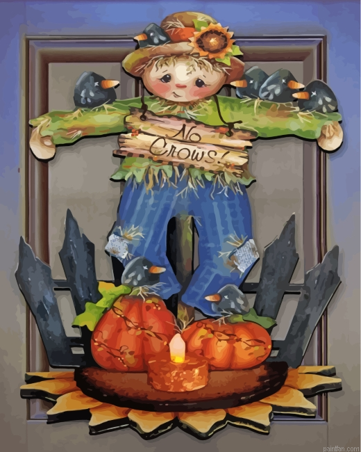 Halloween Scarecrow And Crows Paint By Number.png
