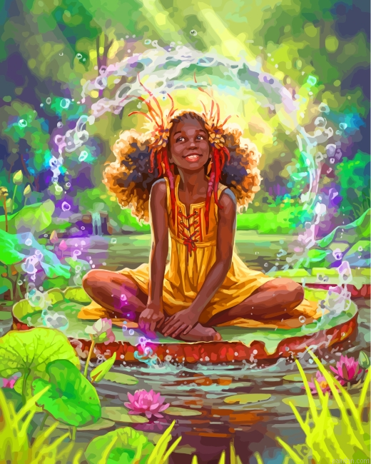 Happy African Girl Paint By Number.png