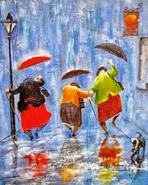 Happy Old Sisters On A Rainy Day Paint By Number.png
