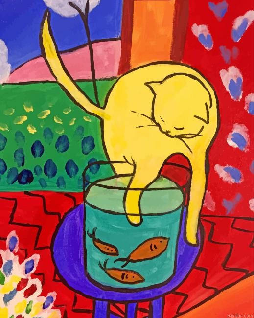 Henri Matiss Cat With Red Fish Paint By Number.png