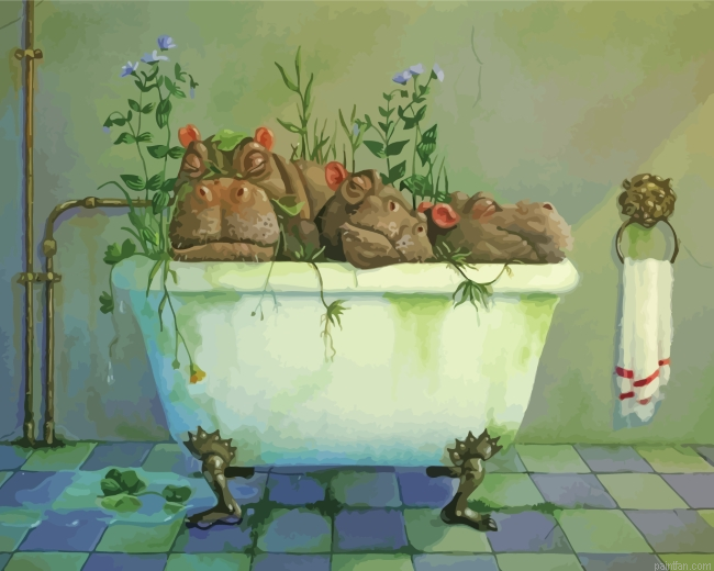 Hippopotamus In Bath Paint By Number.png