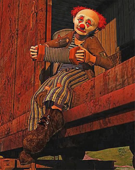 Hobo Clown On The Train Paint By Numbers.png
