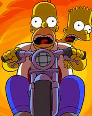 Homer Simpson Riding A Motorcycle Paint By Number.png