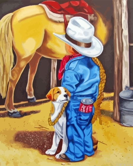 Horse And Little Cowboy Paint By Numbers.png