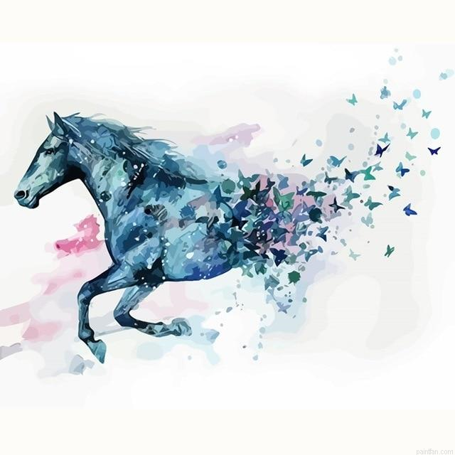 Horse Butterflies Paint By Numbers.png