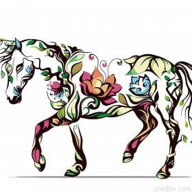 Horse Flower Silhouette Paint By Numbers.png