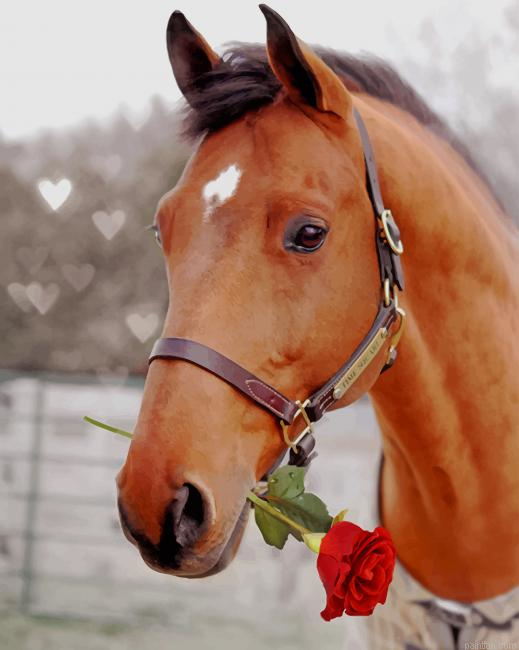 Horse Holding Red Rose New Paint By Numbers.png
