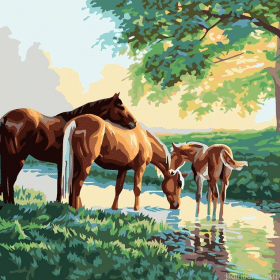 Horses Family Paint By Numbers.png