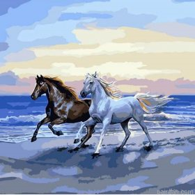 Horses On Beach Paint By Numbers.png