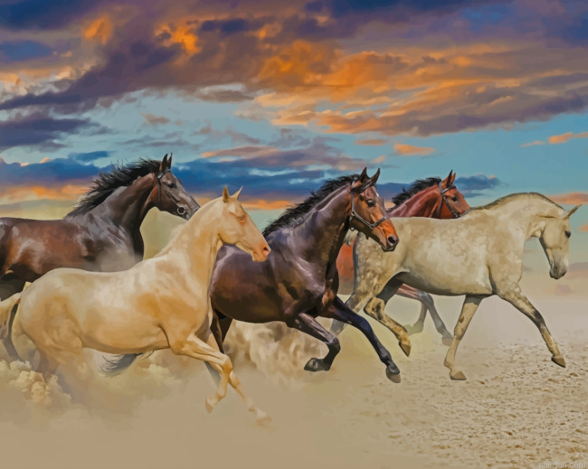 Horses Running In Desert Paint By Numbers.png