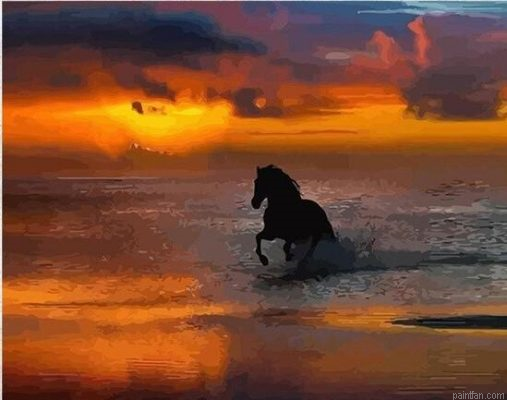 Horses At Sunset Paint By Numbers.png