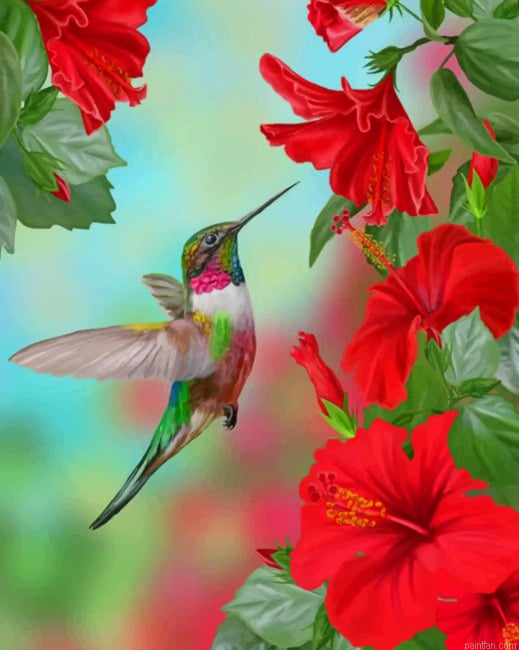 Hummingbird And Flowers New Paint By Numbers.png