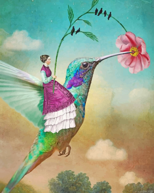 Hummingbird And Woman Paint By Numbers.png