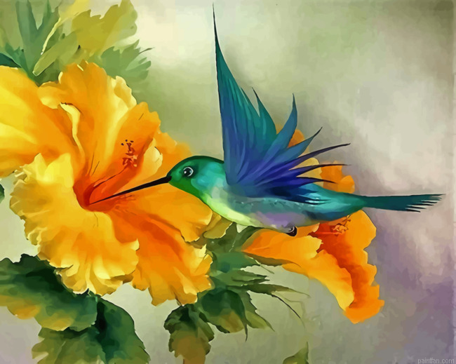 Hummingbird And Yellow Flower Paint By Number.png