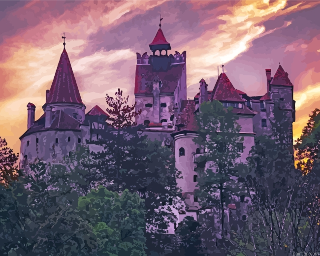 Hunyad Castle Sunset Paint By Number.png