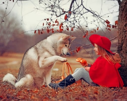 Husky Dog And Little Girl Paint By Numbers.png