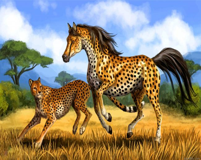 Hybrid Cheetah Horse Paint By Number.png