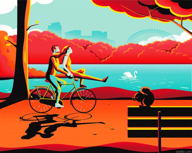 Illustration Couple On Bike Paint By Number.png