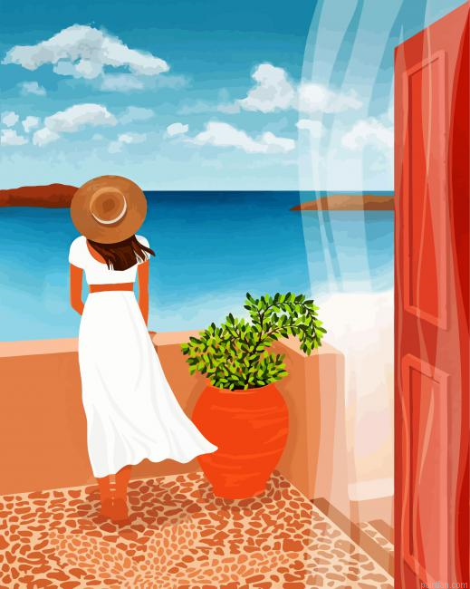 Illustration Woman In Hat Paint By Number.png
