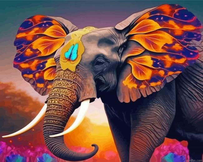 Indian Butterfly Elephant Paint By Numbers.png