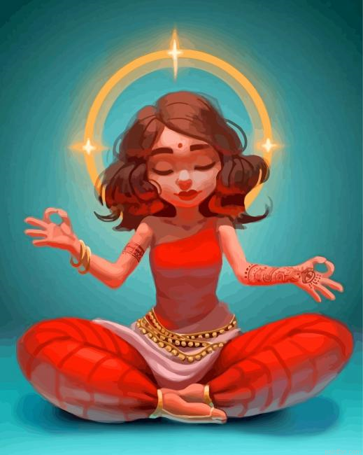 Indian Girl Doing Meditation Paint By Number.png