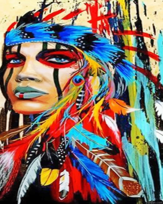 Indian Woman Colorful Paint By Numbers.png