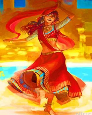 Indian Woman Dancing Paint By Number.png