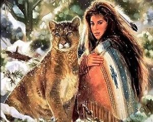 Indian Woman Wolf Paint By Numbers.png