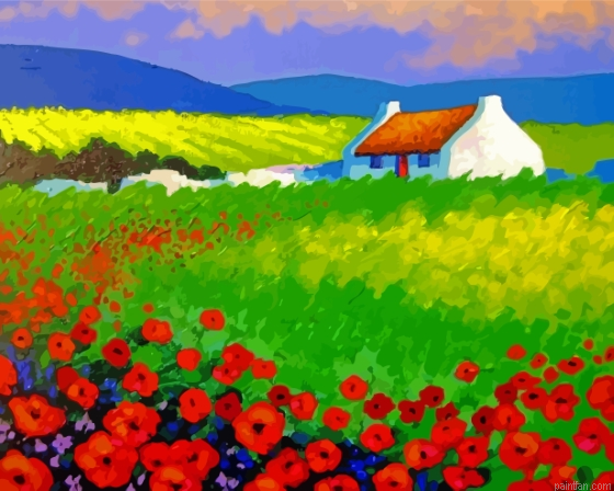 Irish Cottage In Poppy Field Paint By Numbers.png