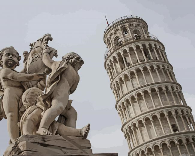 Italy Sculpture Tower Of Pisa Paint By Number.png