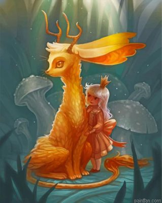Jackalope And A Little Girl Paint By Number.png