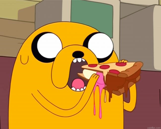 Jake The Dog Eating Pizza Paint By Numbers.png