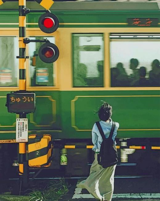 Japanese Woman Waiting For Train New Paint By Numbers.png