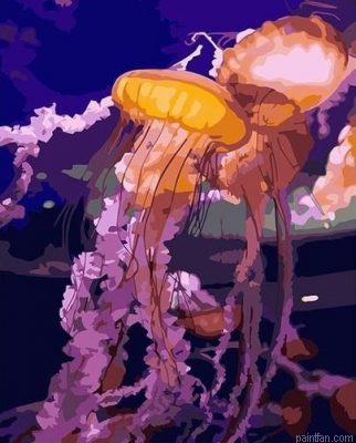 Jellyfish In Sea Paint By Numbers.png
