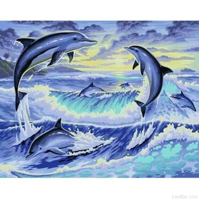 Jumping Dolphins Paint By Numbers.png