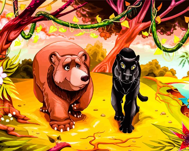 Jungle Book Bagheera And Baloo Paint By Numbers.png