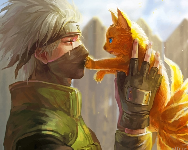 Kakashi Carrying A Cat New Paint By Number.png