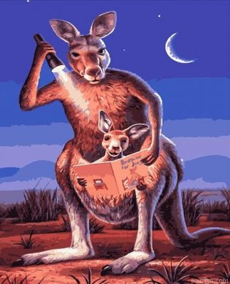 Kangaroo With Book Paint By Numbers.png