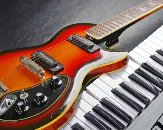 Keyboard And Electric Guitar Paint By Numbers.png