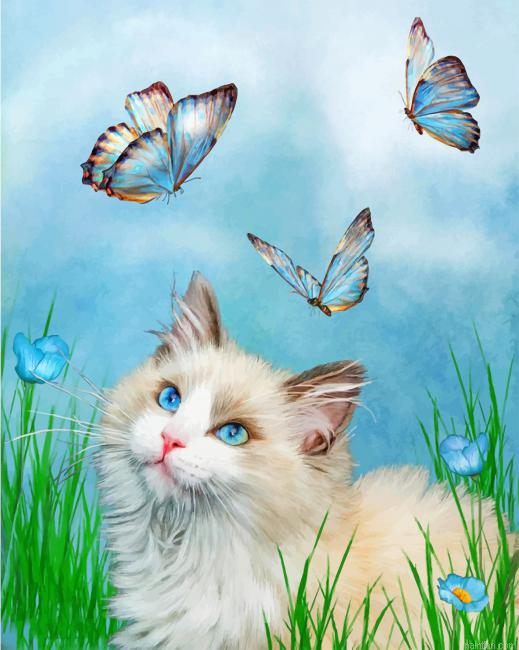 Kitty And Butterflies New Paint By Numbers.png
