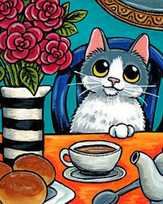 Kitty Having Breakfast Paint By Number.png