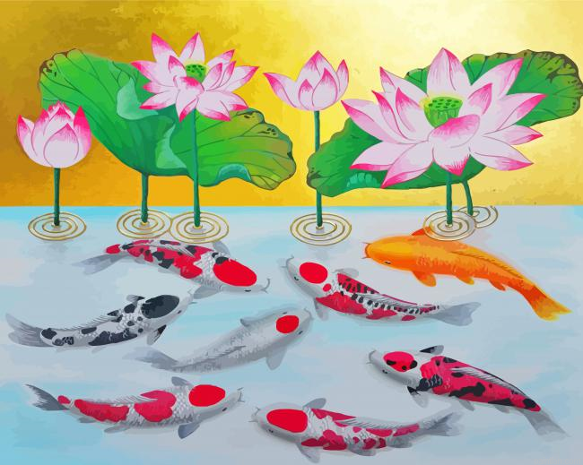 Koi Fish And Lotus Paint By Numbers.png