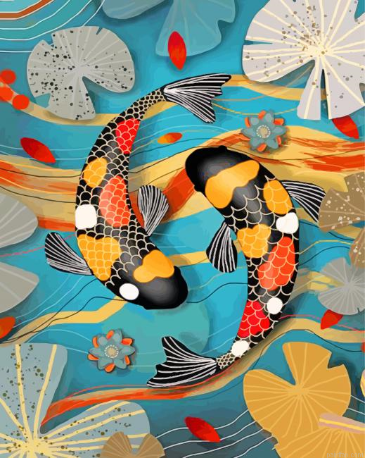 Koi Fishes Paint By Number.png