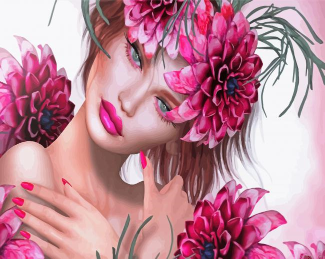 Lady And Flowers Paint By Numbers.png
