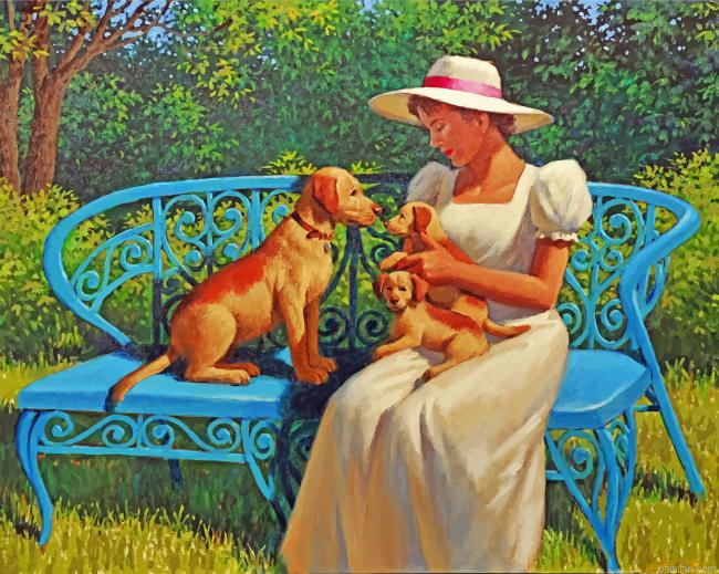 Lady And Pets Paint By Number.png