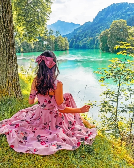 Lady Contemplating The Lake Women Paint By Numbers.png