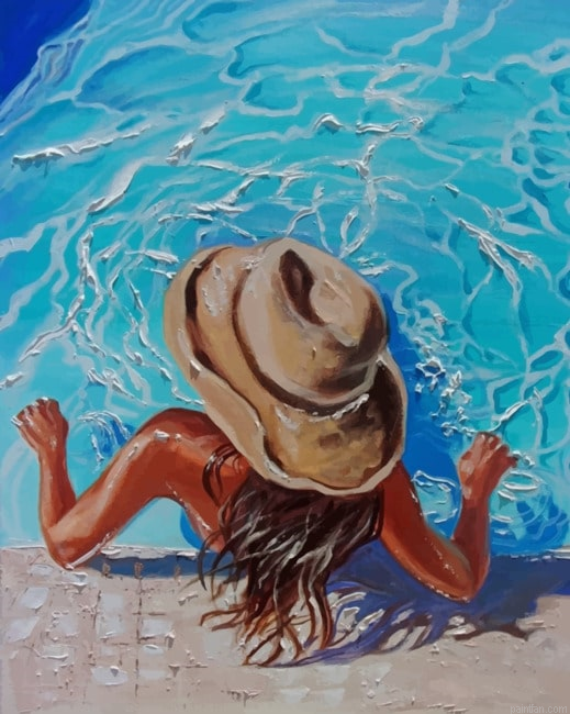 Lady Enjoying The Summer In The Swimming Pool New Paint By Numbers.png