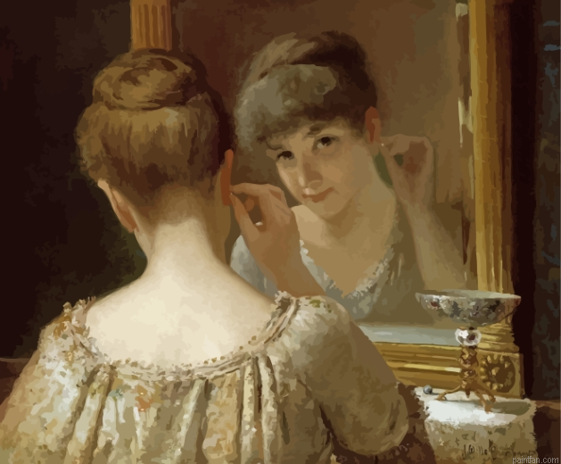 Lady Looking At The Mirror Paint By Numbers.png